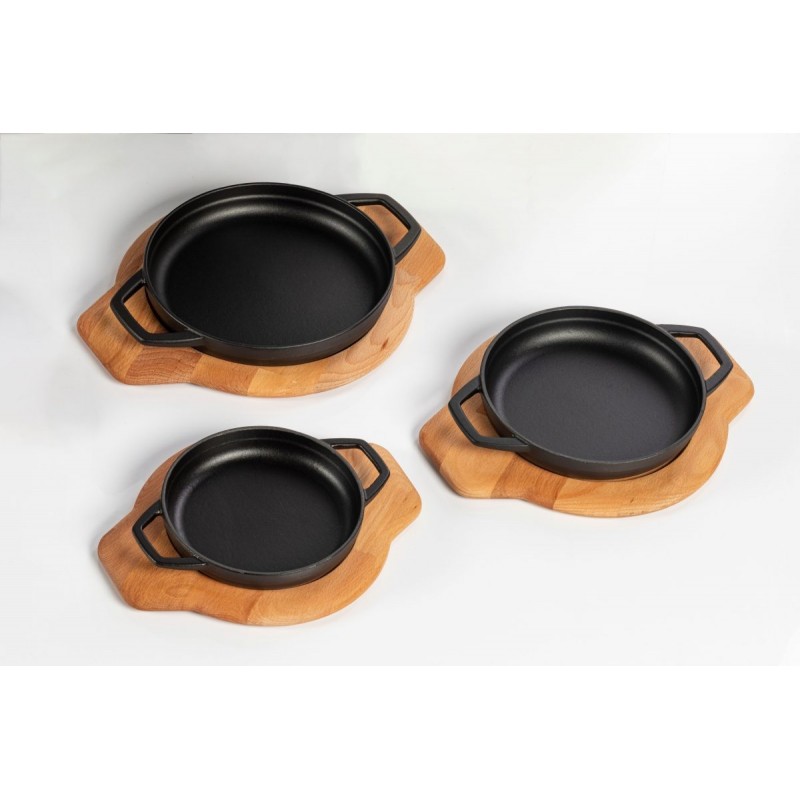 Емайлиран Чугунен Тиган с Две Дръжки Hosse, Black Onyx, Ф16см | Плосък Чугунен Тиган | Чугунен тиган |